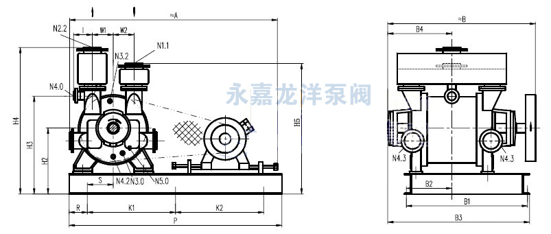 2BE1 403/405/406皮帶傳動(dòng)水環(huán)式真空泵安裝尺寸圖